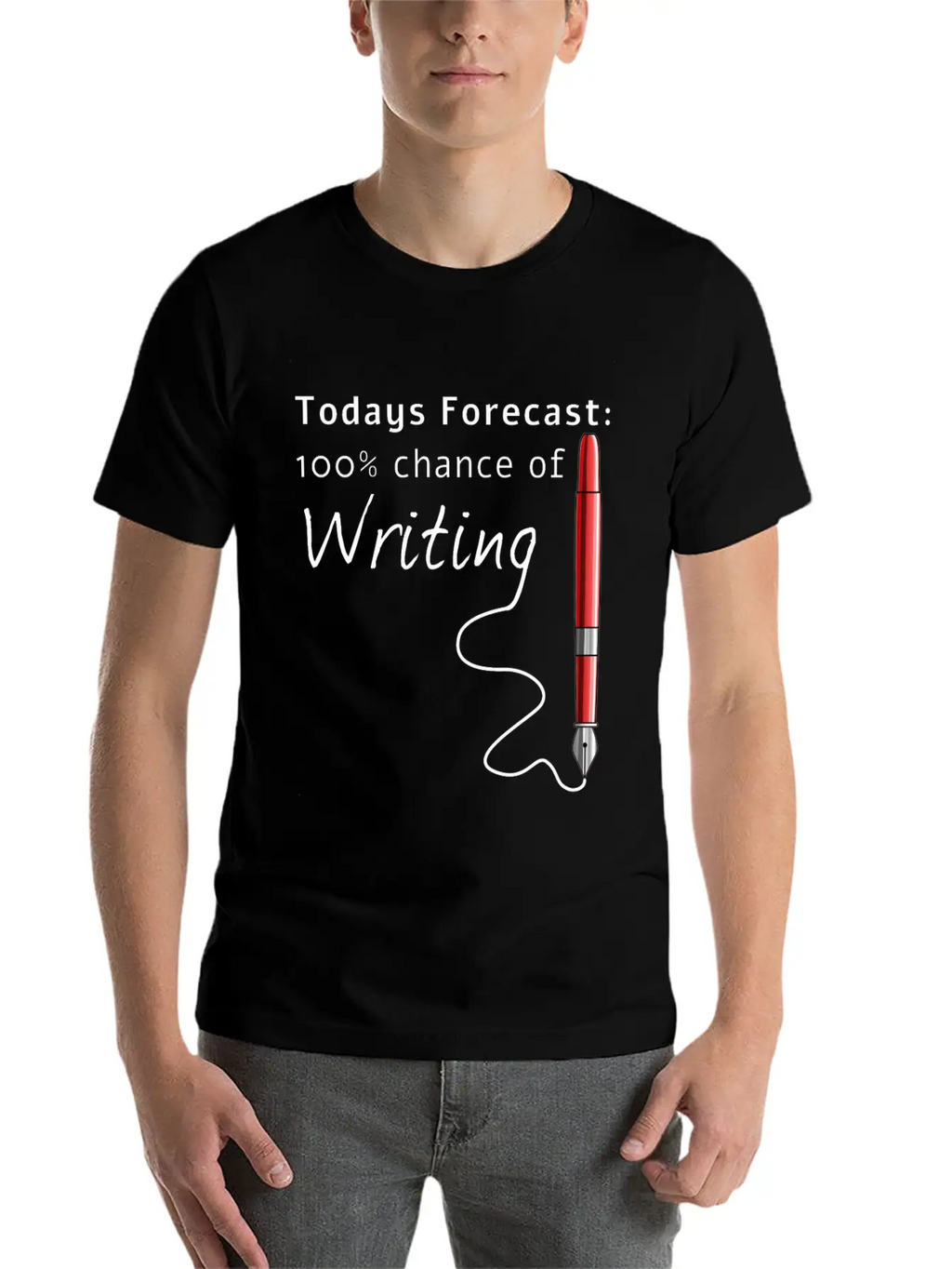 Todays Forecast 100% Chance Of Writing Funny Essential Cotton Tee For Daily Outfits – Unisex Style