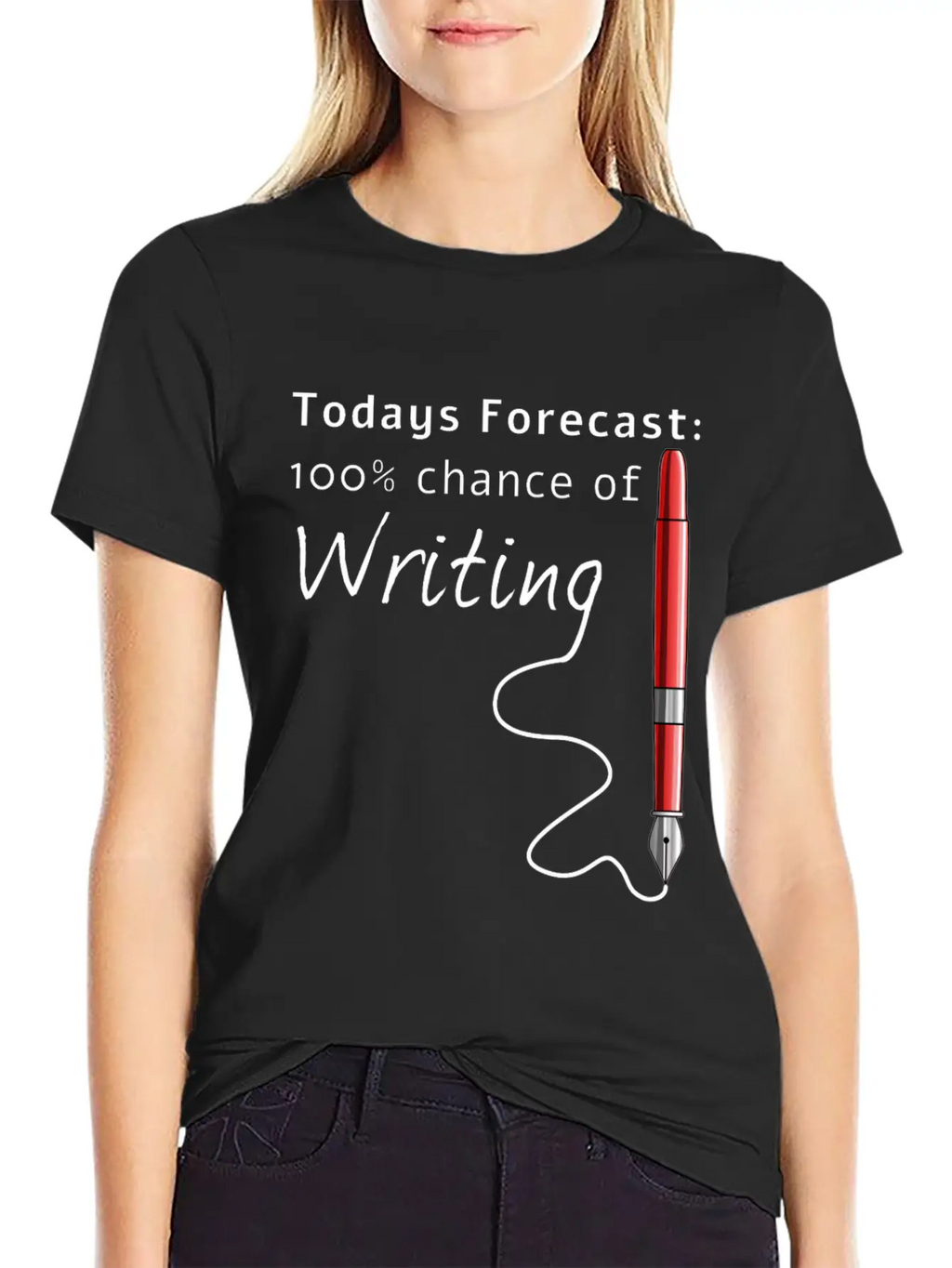 Todays Forecast 100% Chance Of Writing Funny Essential Cotton Tee For Daily Outfits – Unisex Style