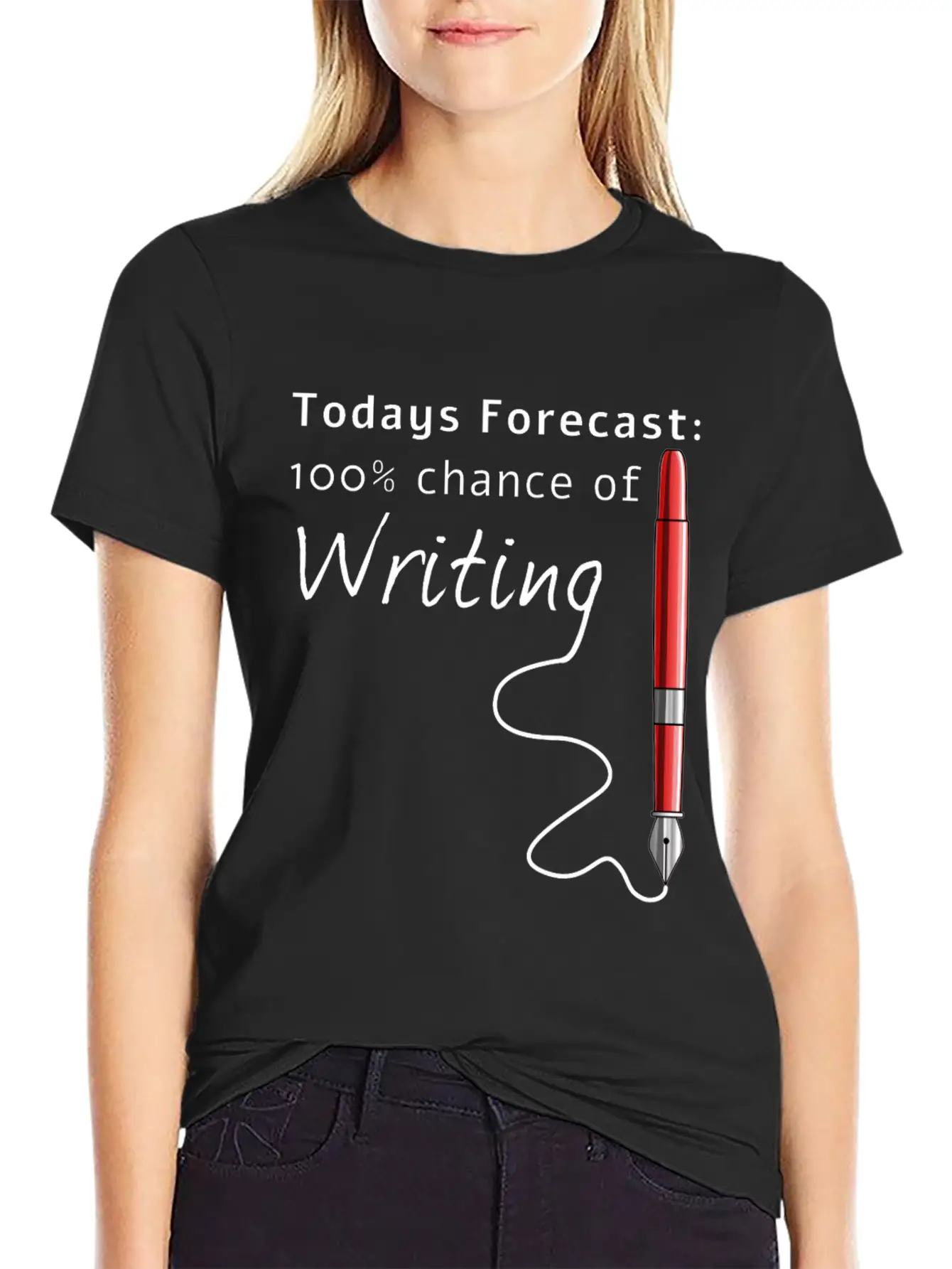 Todays Forecast 100% Chance Of Writing Funny Essential Cotton Tee For Daily Outfits – Unisex Style