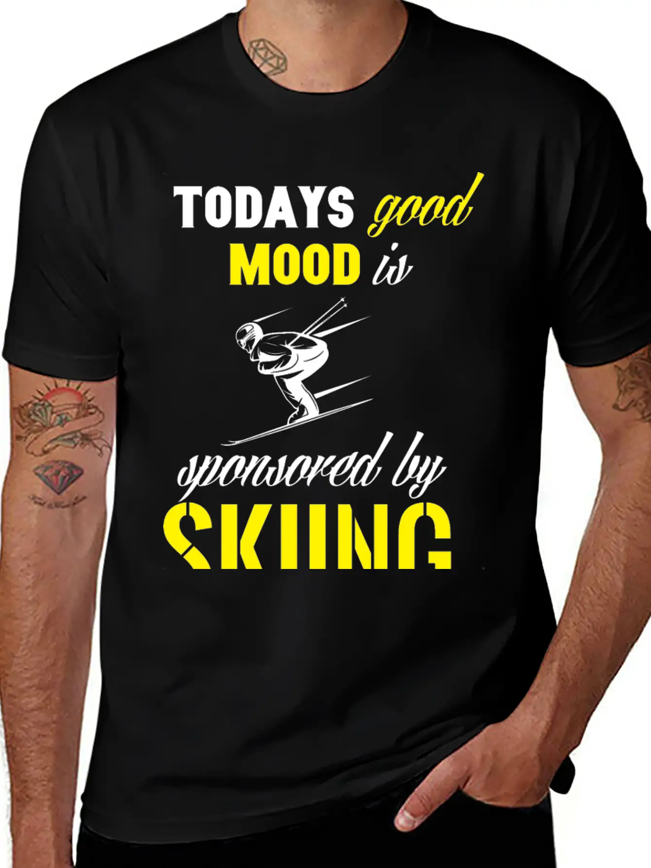Todays Good Mood Is Sponsored By Skiing Stylish Everyday T-Shirt – Unisex Basic Cotton Tee