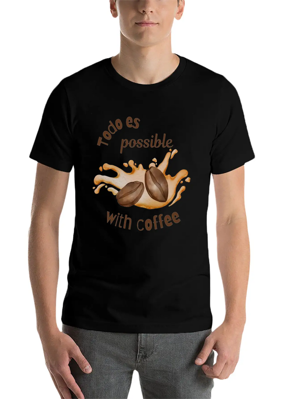 Todo Es Possible With Coffee – Motivational Coffee Unisex Casual T-Shirt – Clean Design For Daily Comfort