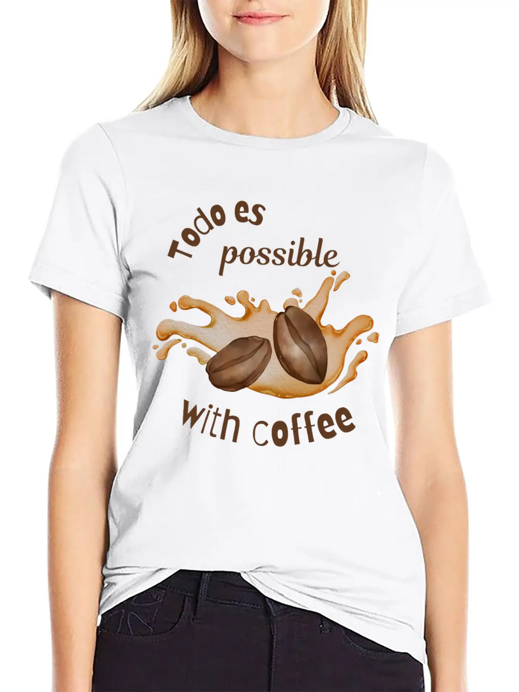 Todo Es Possible With Coffee – Motivational Coffee Unisex Casual T-Shirt – Clean Design For Daily Comfort