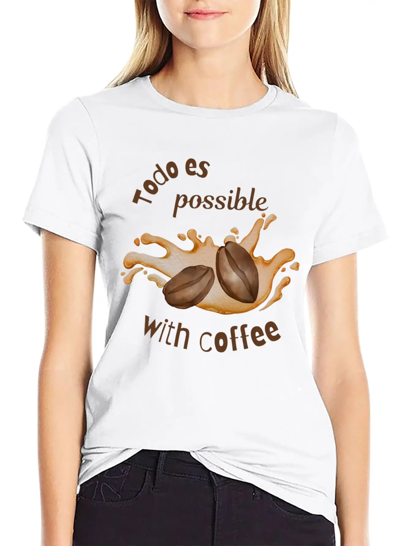 Todo Es Possible With Coffee – Motivational Coffee Unisex Casual T-Shirt – Clean Design For Daily Comfort