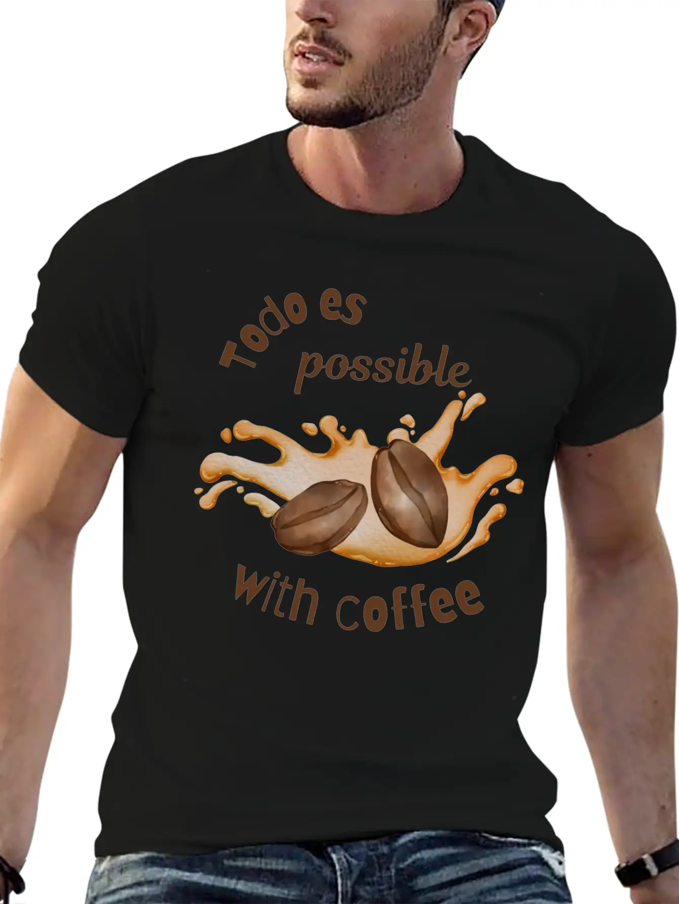 Todo Es Possible With Coffee – Motivational Coffee Unisex Casual T-Shirt – Clean Design For Daily Comfort
