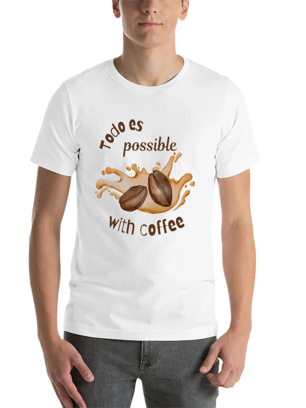 Todo Es Possible With Coffee – Motivational Coffee Unisex Casual T-Shirt – Clean Design For Daily Comfort