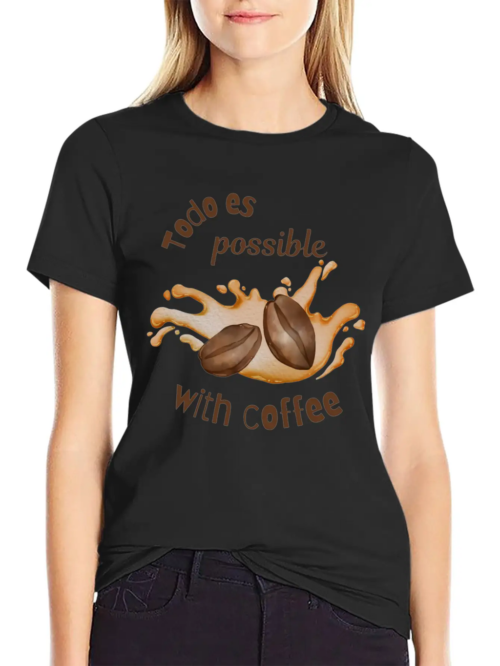 Todo Es Possible With Coffee – Motivational Coffee Unisex Casual T-Shirt – Clean Design For Daily Comfort