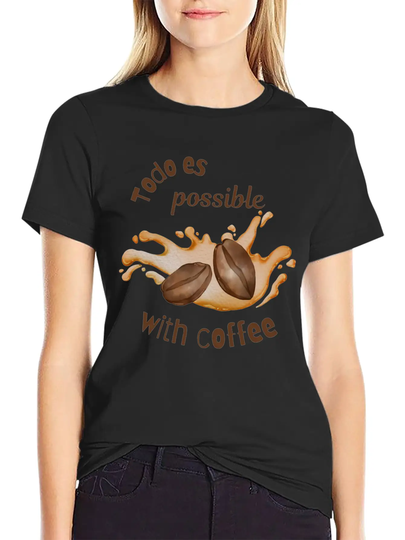 Todo Es Possible With Coffee – Motivational Coffee Unisex Casual T-Shirt – Clean Design For Daily Comfort