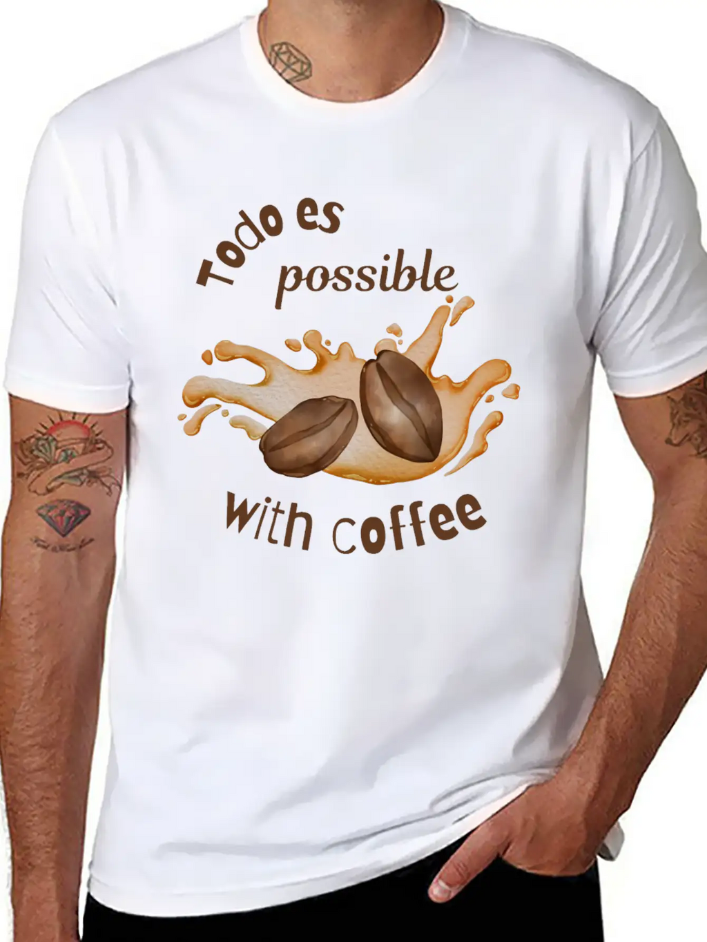 Todo Es Possible With Coffee – Motivational Coffee Unisex Casual T-Shirt – Clean Design For Daily Comfort