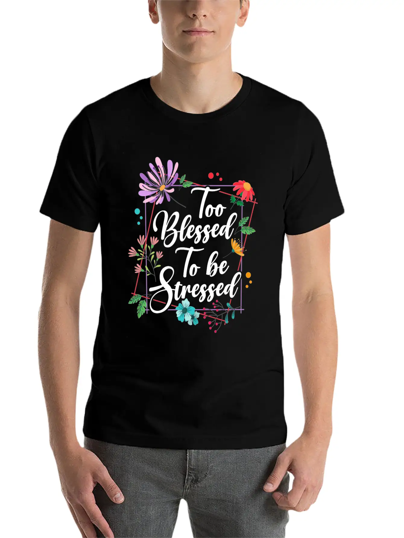 Too Blessed To Be Stressed Stress Awareness Month Breathable Graphic T-Shirt – Perfect For Casual Days