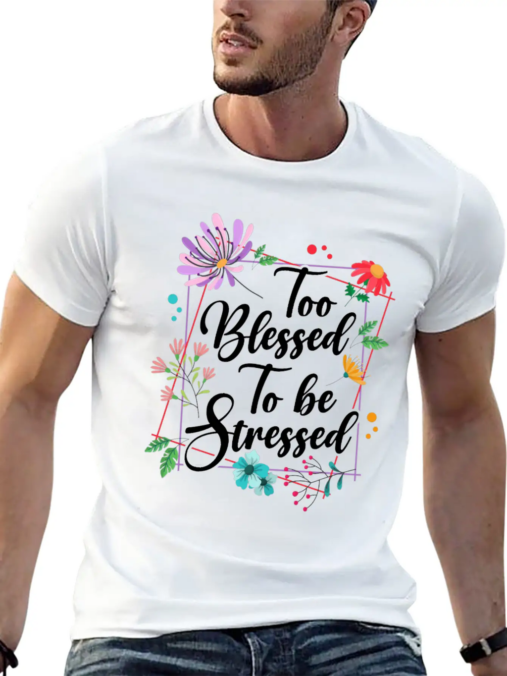 Too Blessed To Be Stressed Stress Awareness Month Breathable Graphic T-Shirt – Perfect For Casual Days