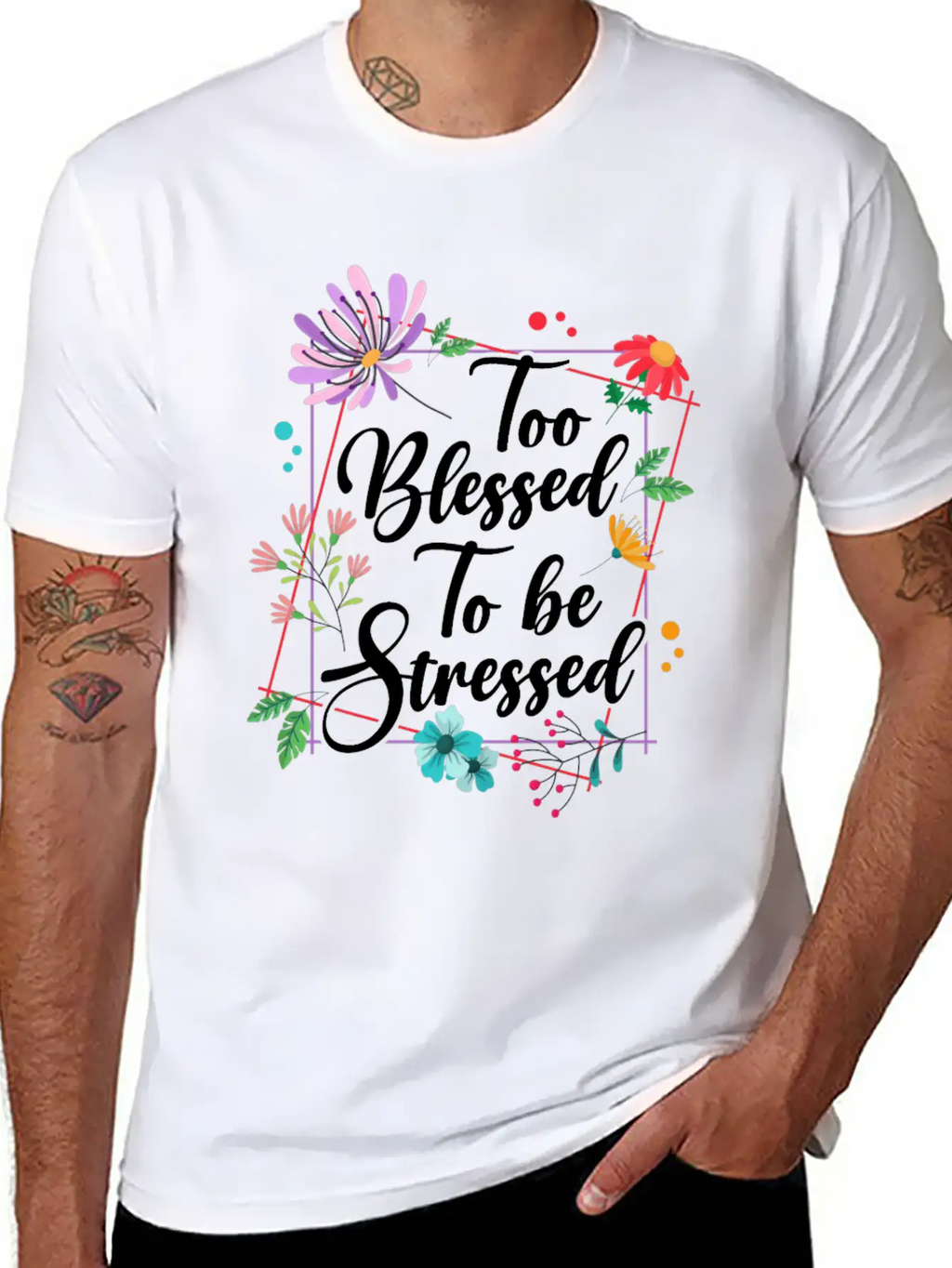 Too Blessed To Be Stressed Stress Awareness Month Breathable Graphic T-Shirt – Perfect For Casual Days