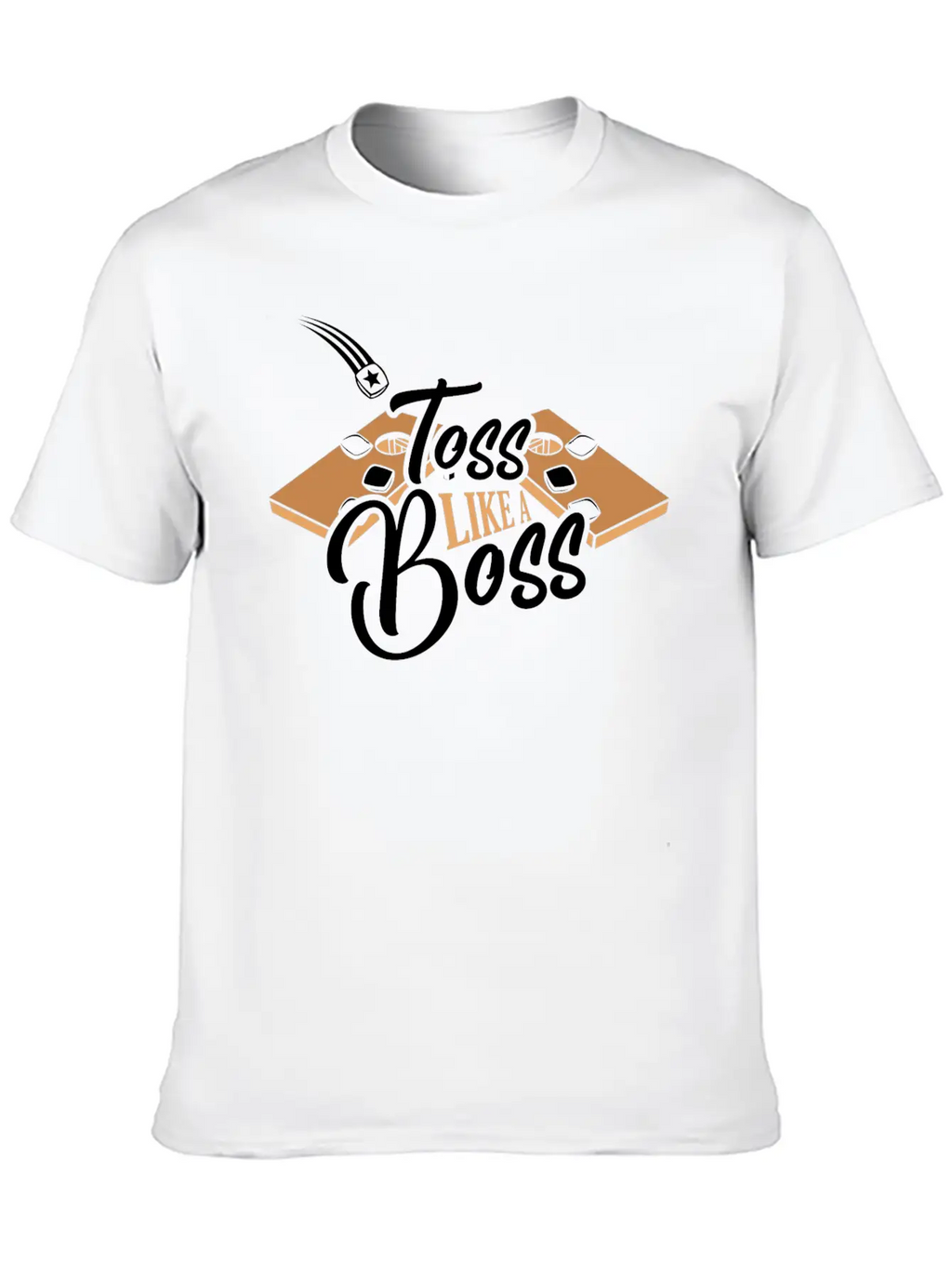 Toss Like A Boss Bean Bag Toss Cornhole Stylish Everyday T-Shirt – Unisex Basic Cotton Tee