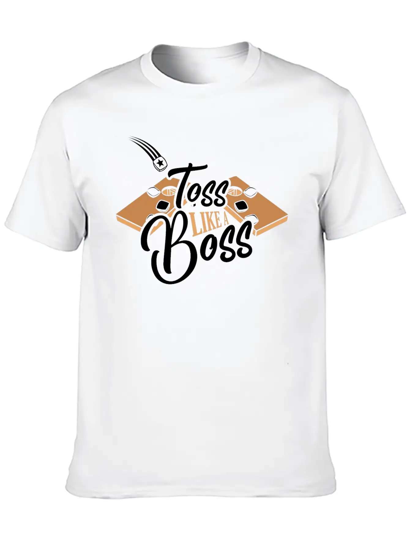 Toss Like A Boss Bean Bag Toss Cornhole Stylish Everyday T-Shirt – Unisex Basic Cotton Tee