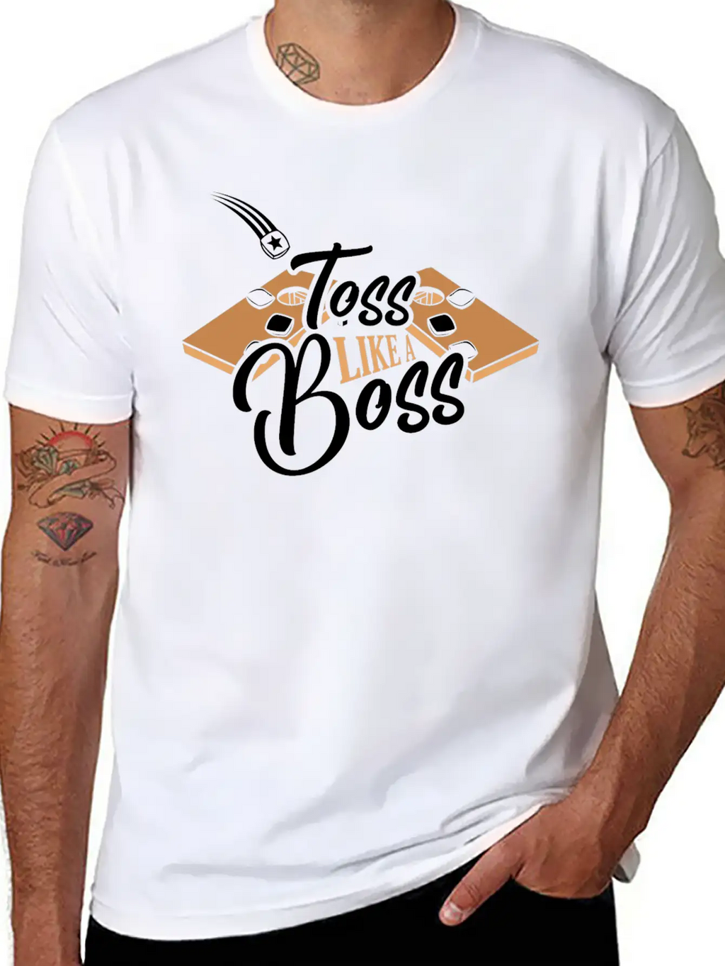 Toss Like A Boss Bean Bag Toss Cornhole Stylish Everyday T-Shirt – Unisex Basic Cotton Tee