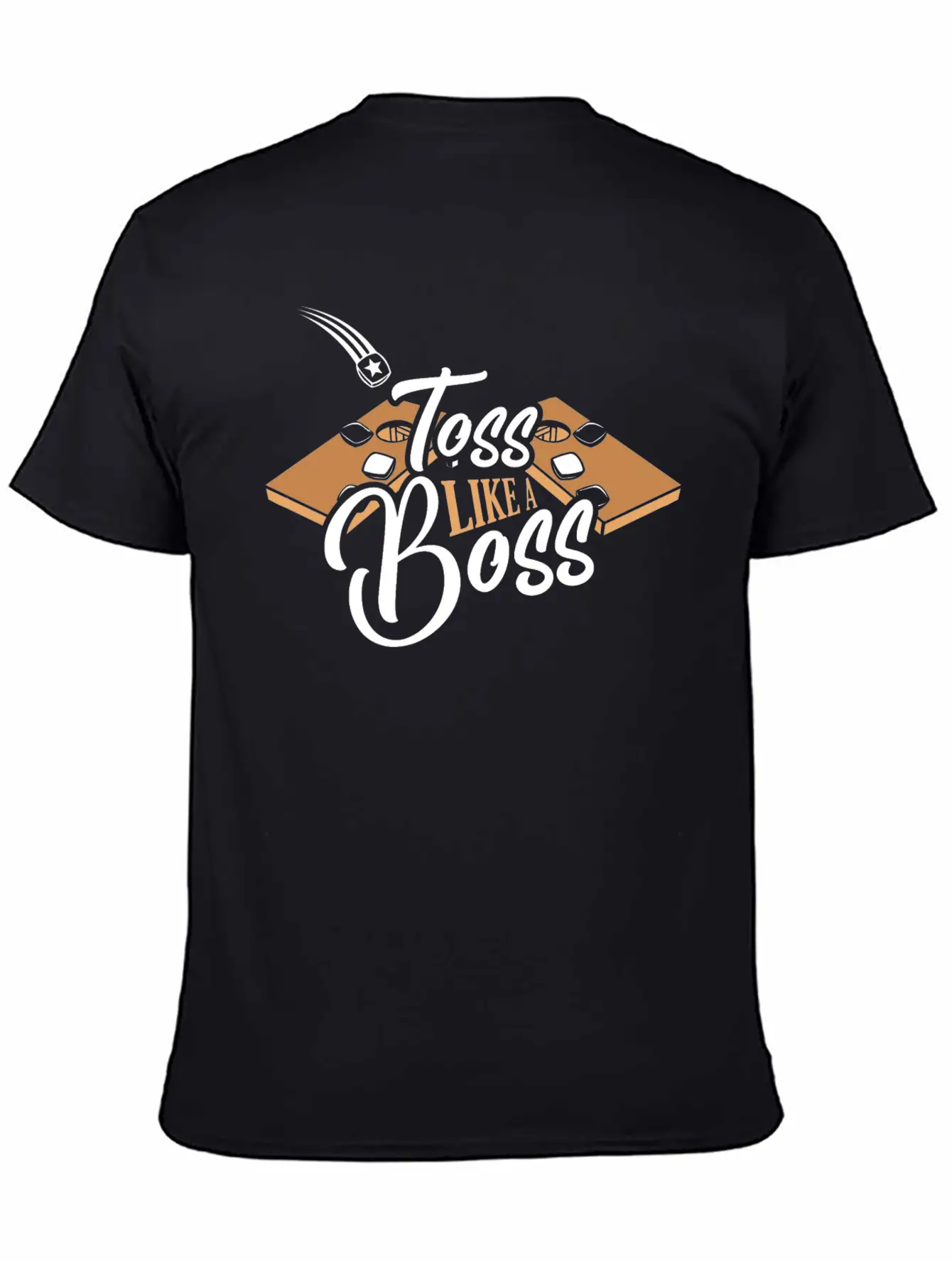 Toss Like A Boss Bean Bag Toss Cornhole Stylish Everyday T-Shirt – Unisex Basic Cotton Tee