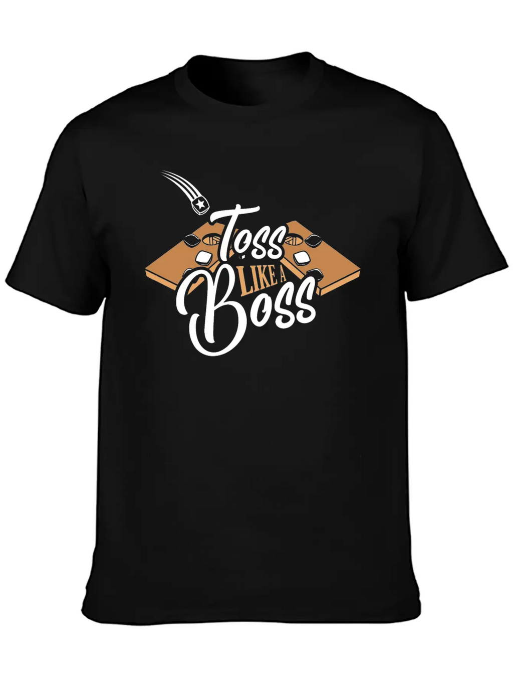 Toss Like A Boss Bean Bag Toss Cornhole Stylish Everyday T-Shirt – Unisex Basic Cotton Tee
