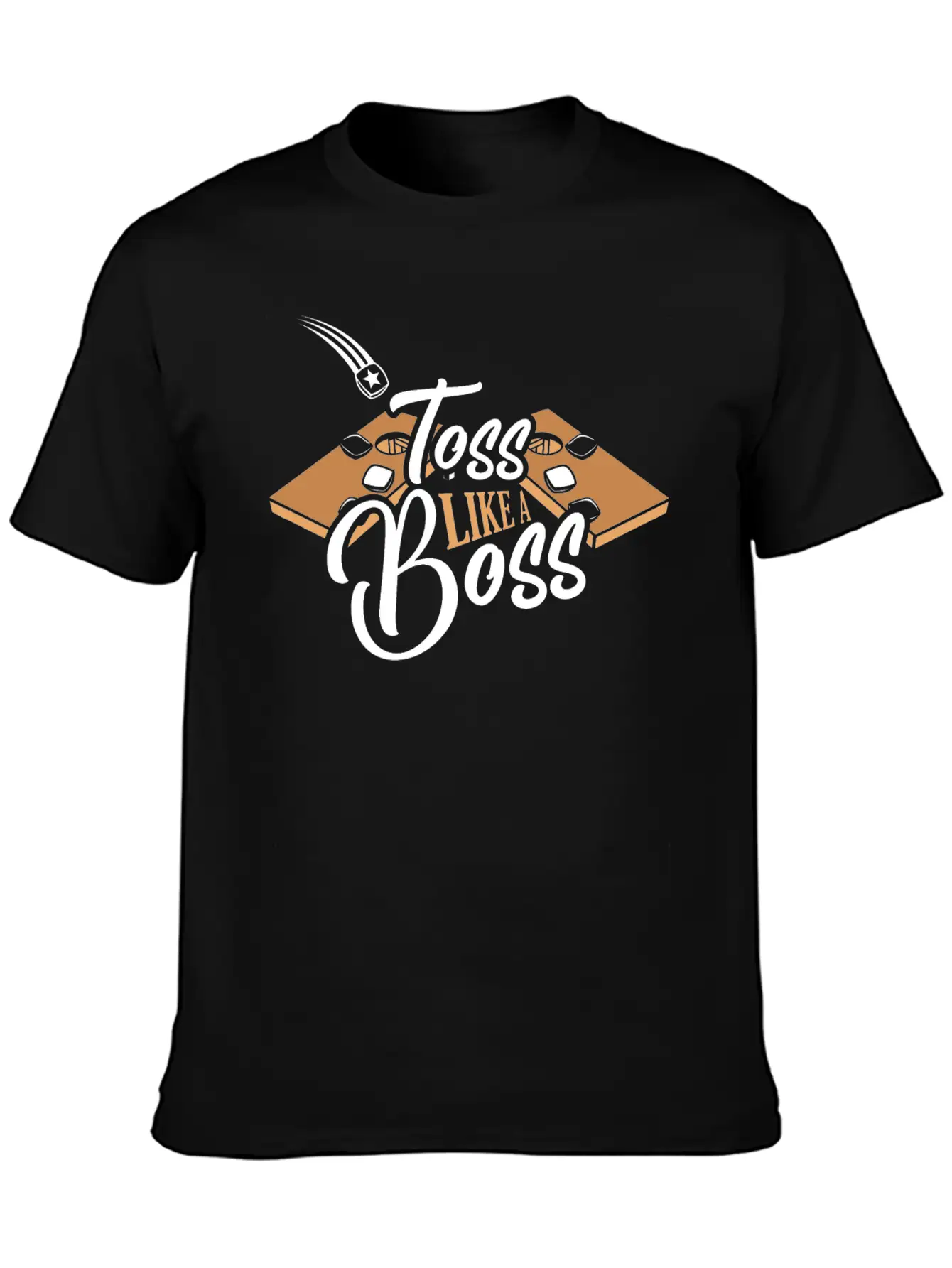 Toss Like A Boss Bean Bag Toss Cornhole Stylish Everyday T-Shirt – Unisex Basic Cotton Tee