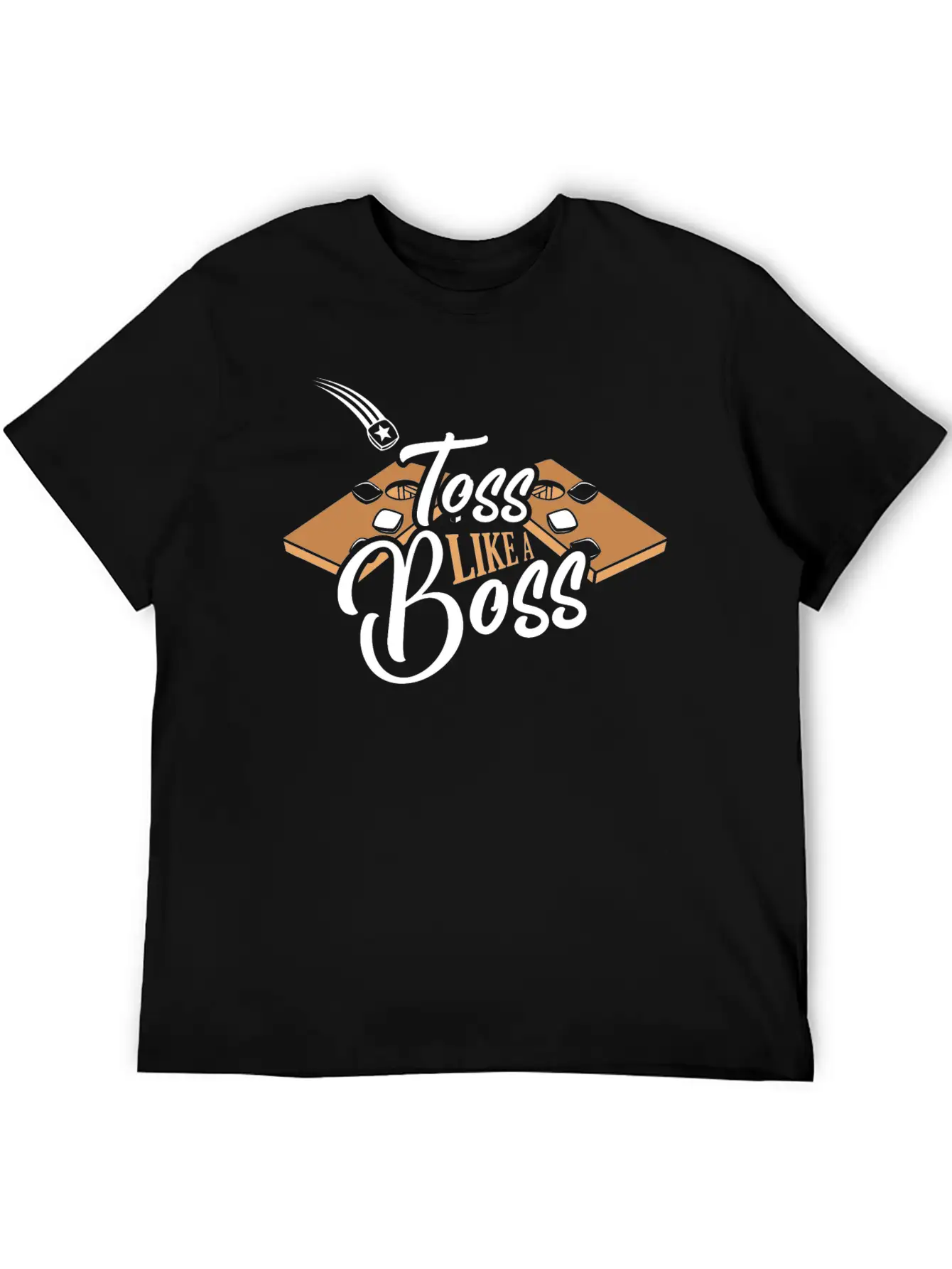 Toss Like A Boss Bean Bag Toss Cornhole Stylish Everyday T-Shirt – Unisex Basic Cotton Tee