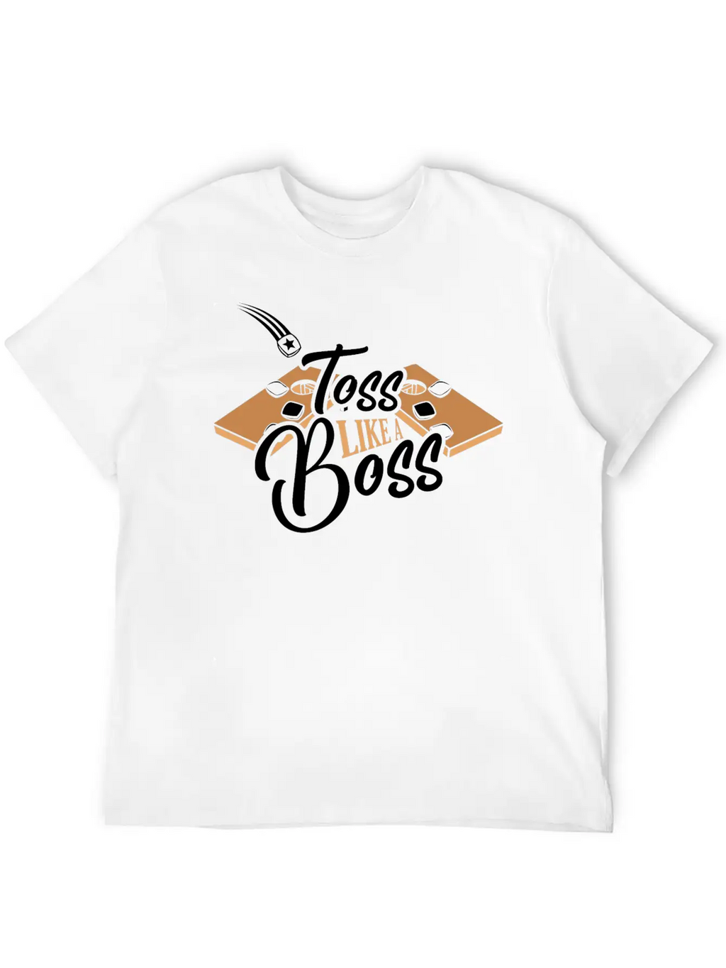 Toss Like A Boss Bean Bag Toss Cornhole Stylish Everyday T-Shirt – Unisex Basic Cotton Tee