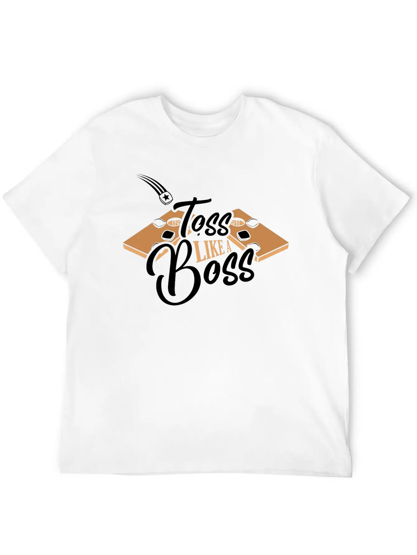 Toss Like A Boss Bean Bag Toss Cornhole Stylish Everyday T-Shirt – Unisex Basic Cotton Tee