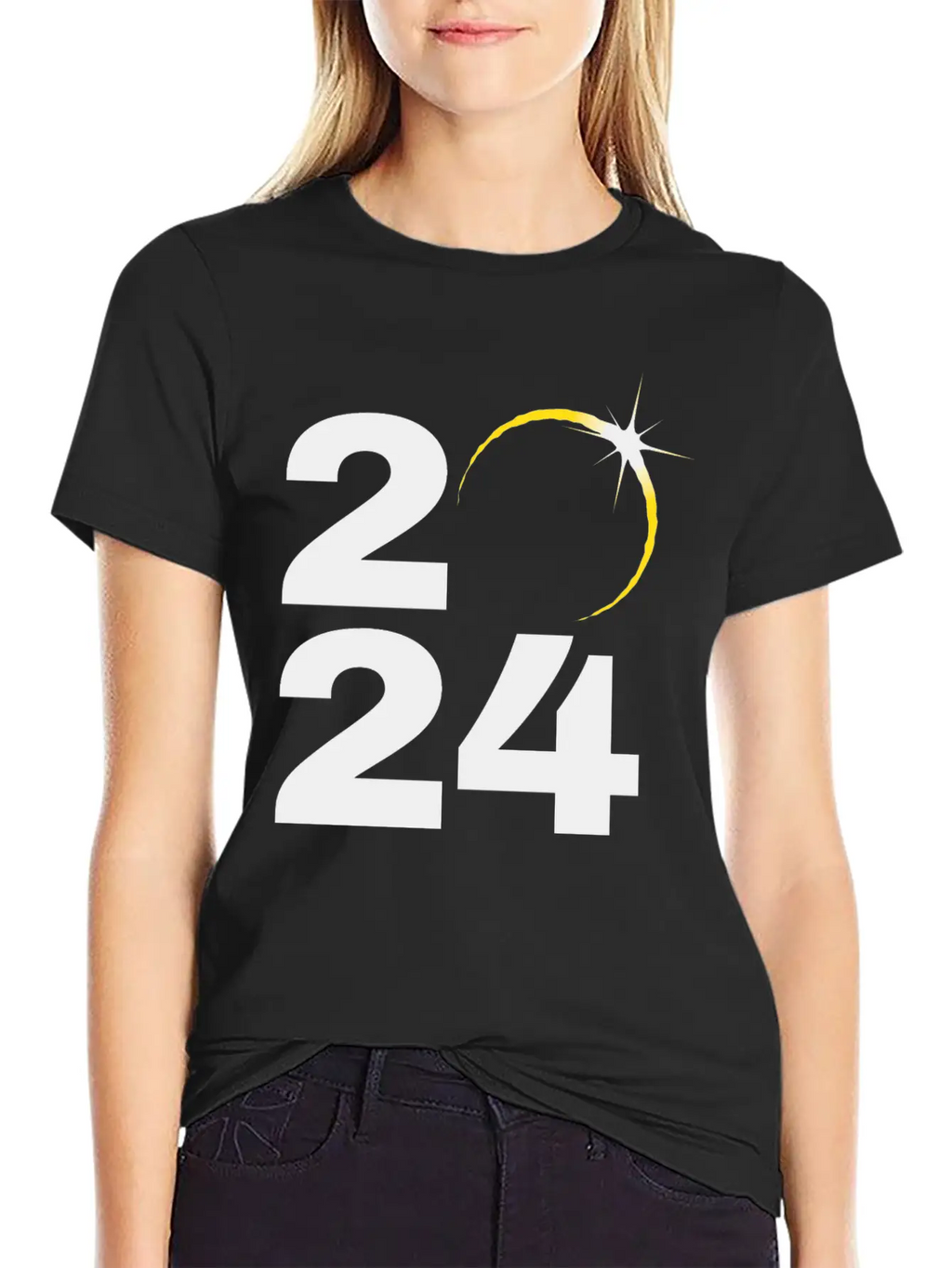 Total Solar Eclipse 2024 Relaxed Everyday Tee – Lightweight And Durable Cotton