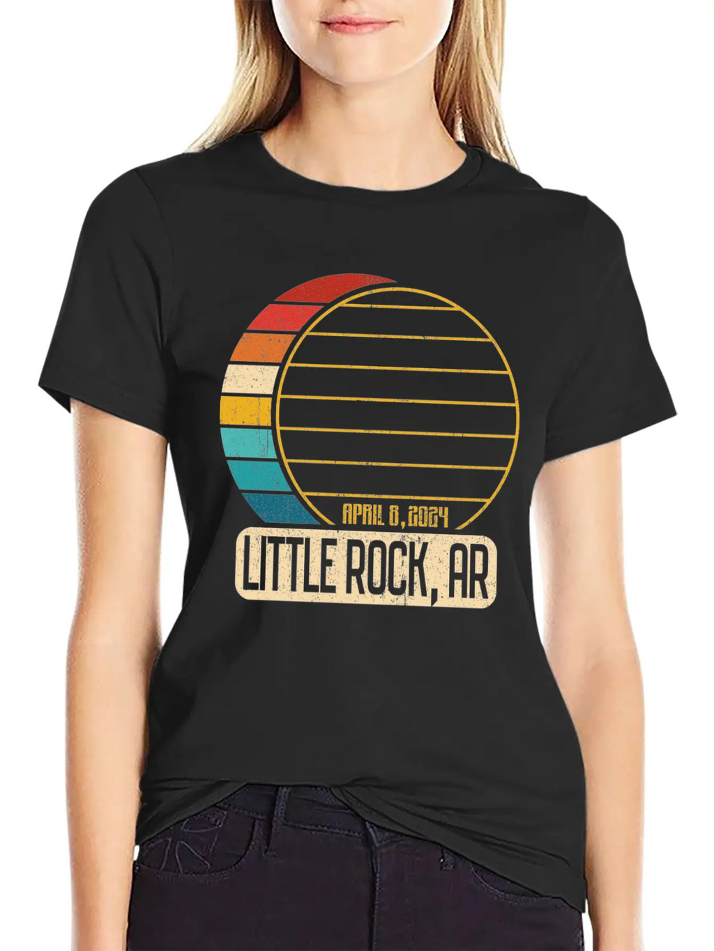 Total Solar Eclipse Arkansas Little Rock 4 28 2024 Timeless Short Sleeve Tee – Comfy And Minimalist Design