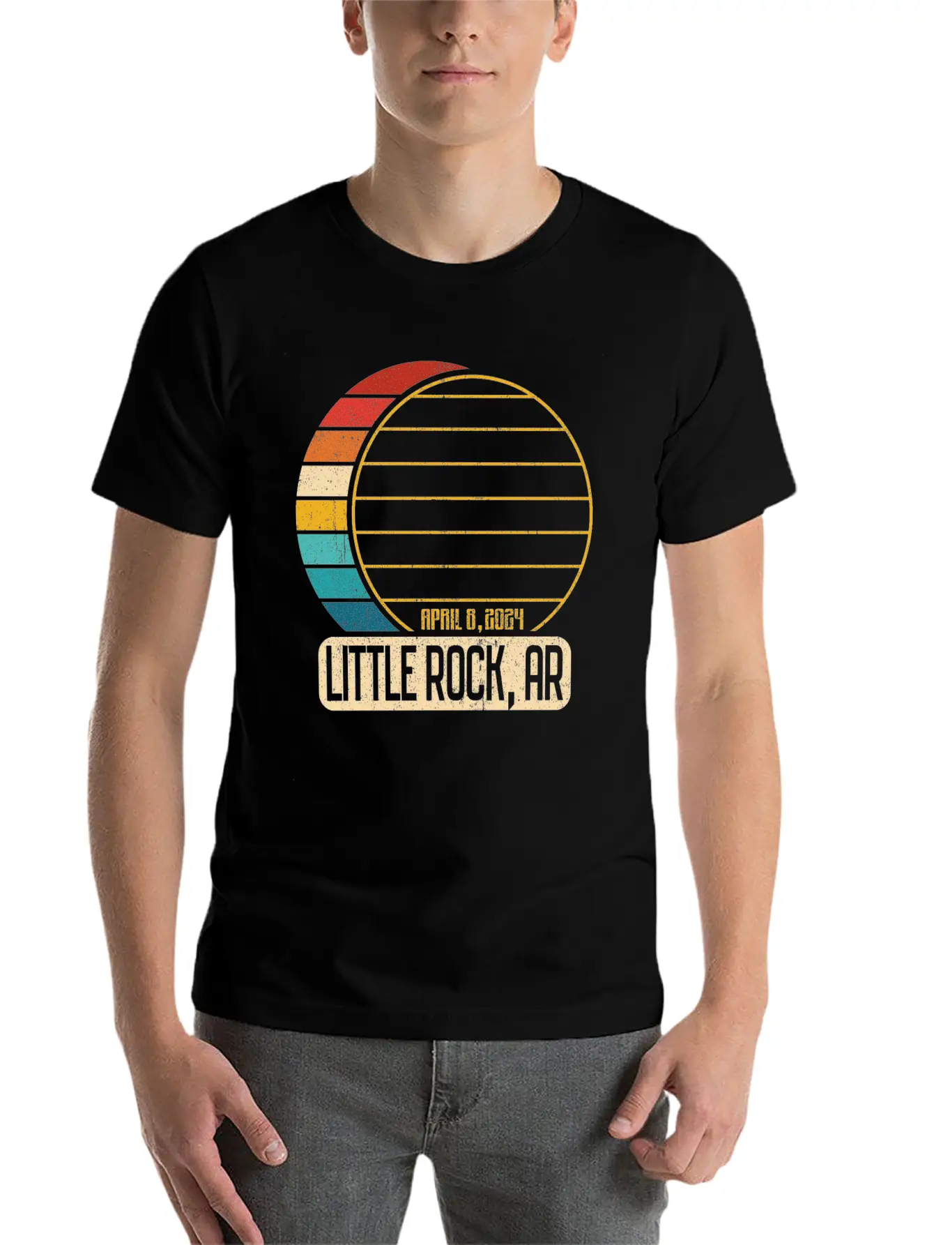 Total Solar Eclipse Arkansas Little Rock 4 28 2024 Timeless Short Sleeve Tee – Comfy And Minimalist Design