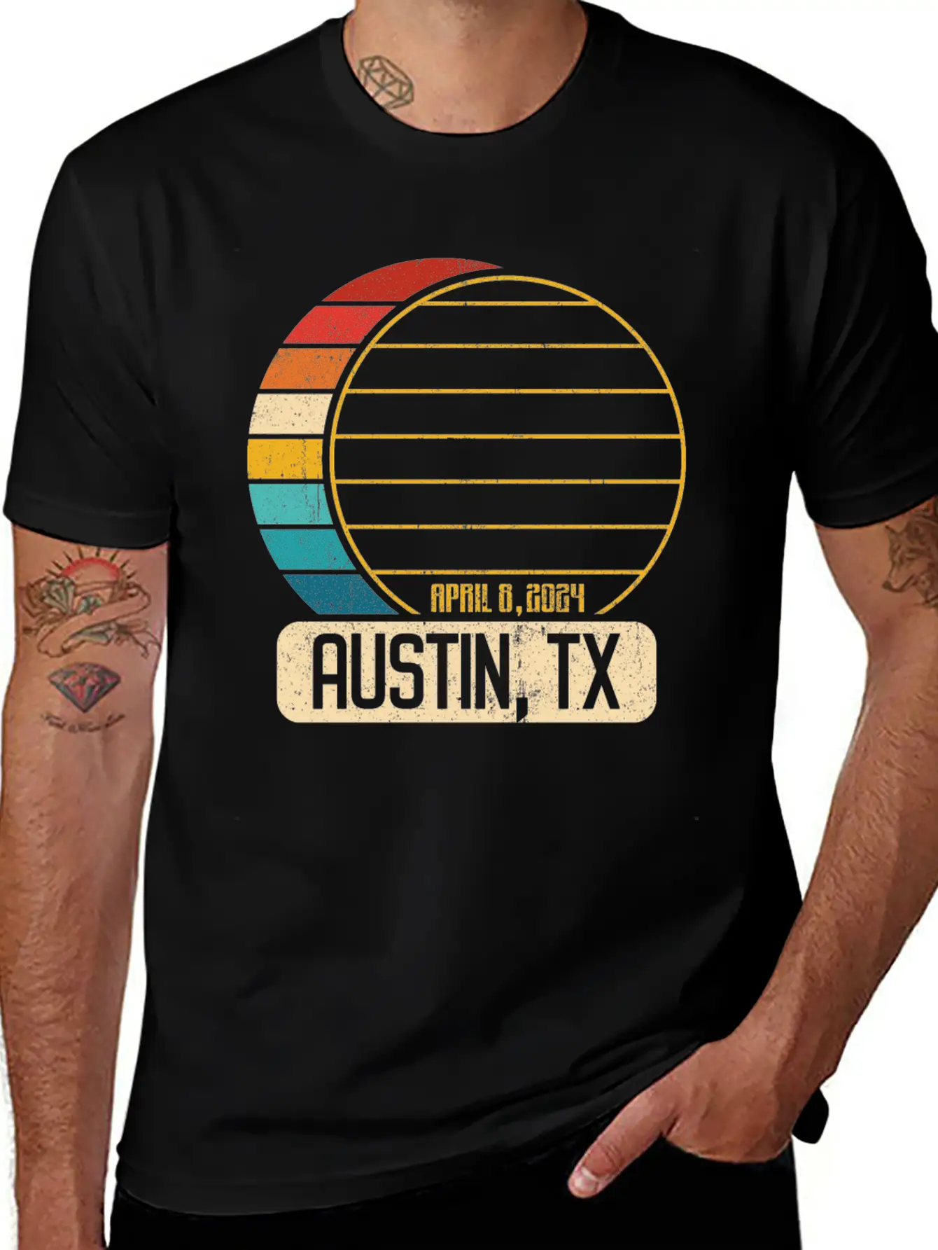 Total Solar Eclipse Texas Austin April 28 2024Aust Relaxed Everyday Tee – Lightweight And Durable Cotton
