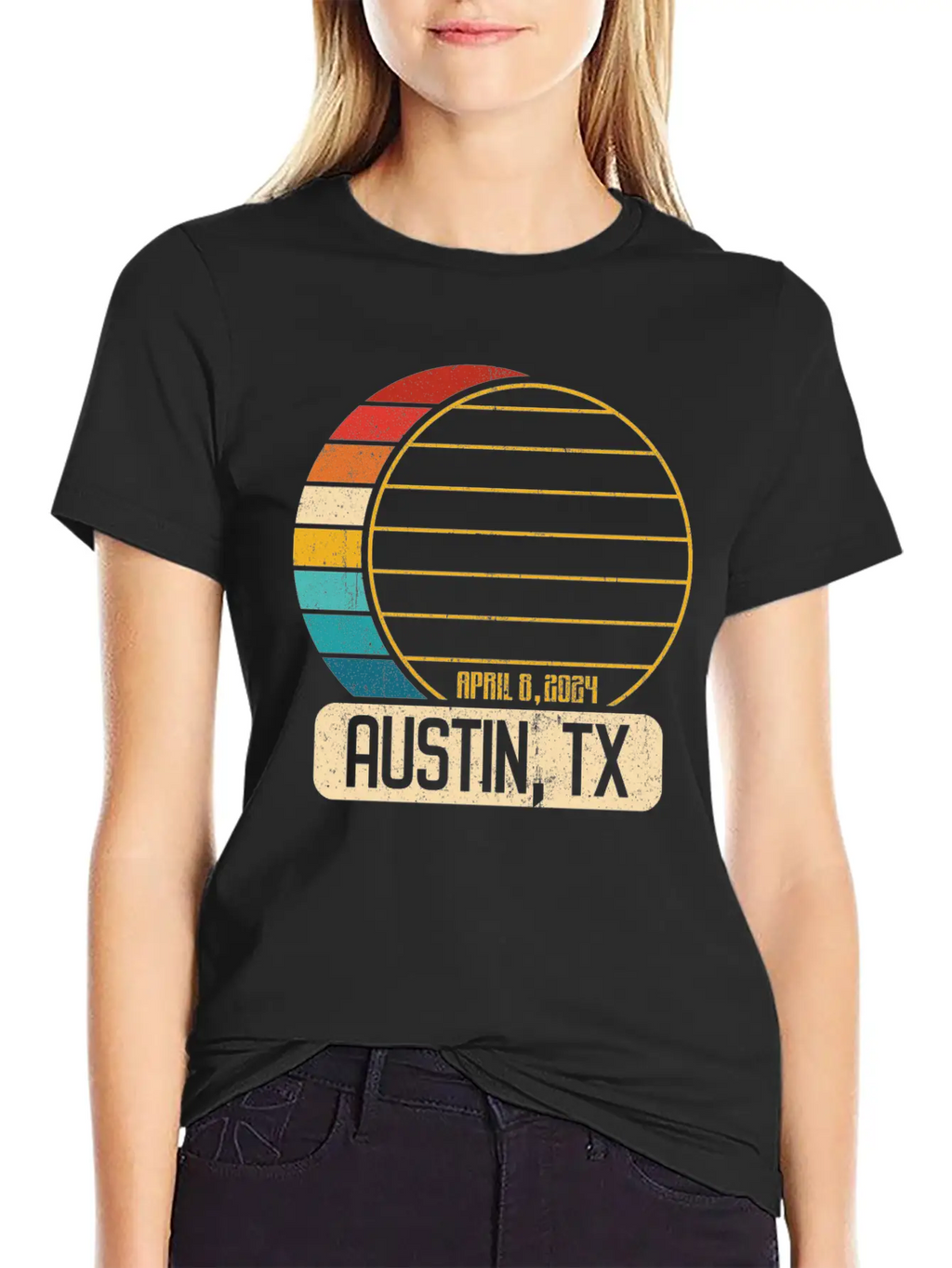 Total Solar Eclipse Texas Austin April 28 2024Aust Relaxed Everyday Tee – Lightweight And Durable Cotton