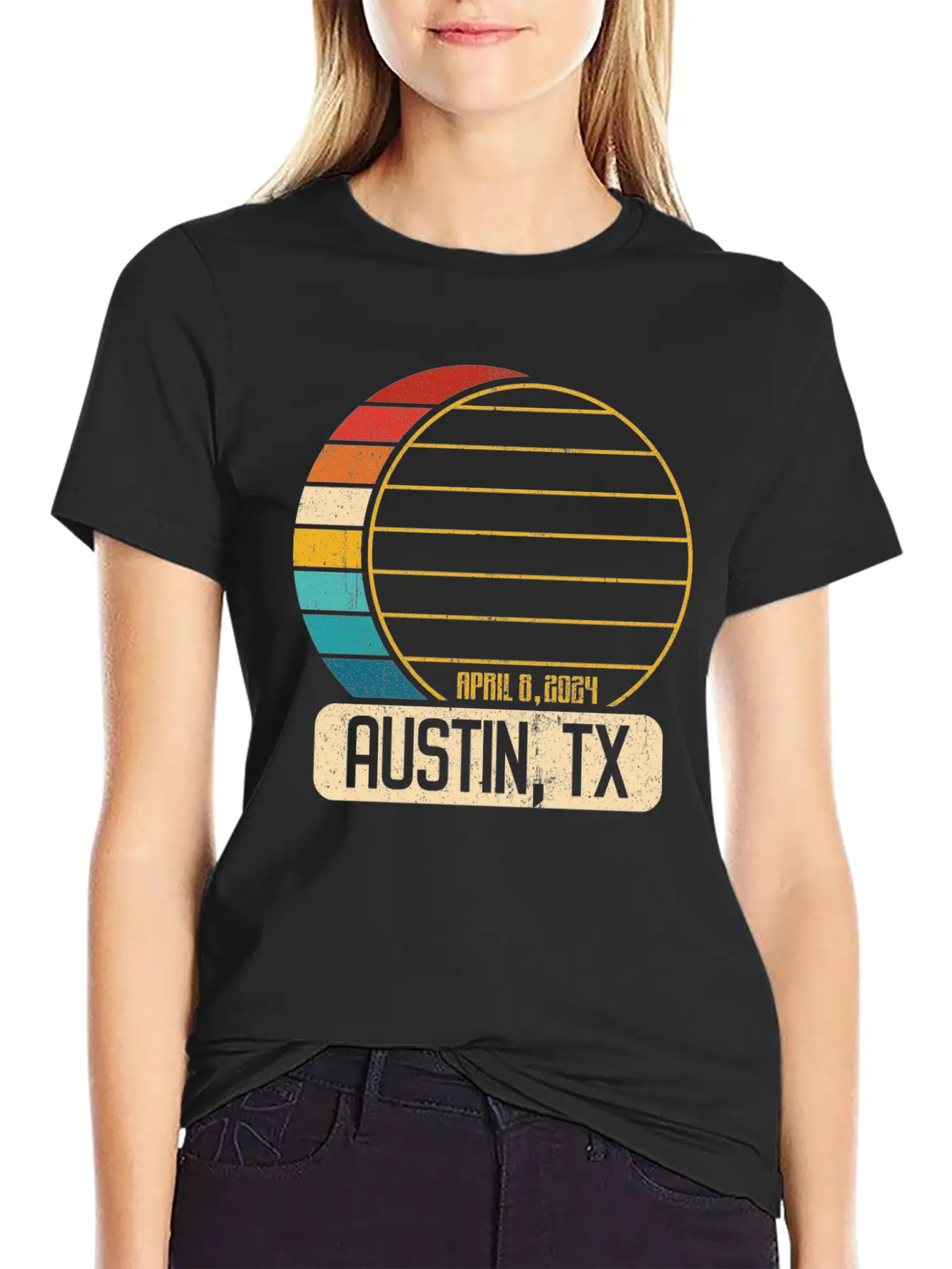Total Solar Eclipse Texas Austin April 28 2024Aust Relaxed Everyday Tee – Lightweight And Durable Cotton
