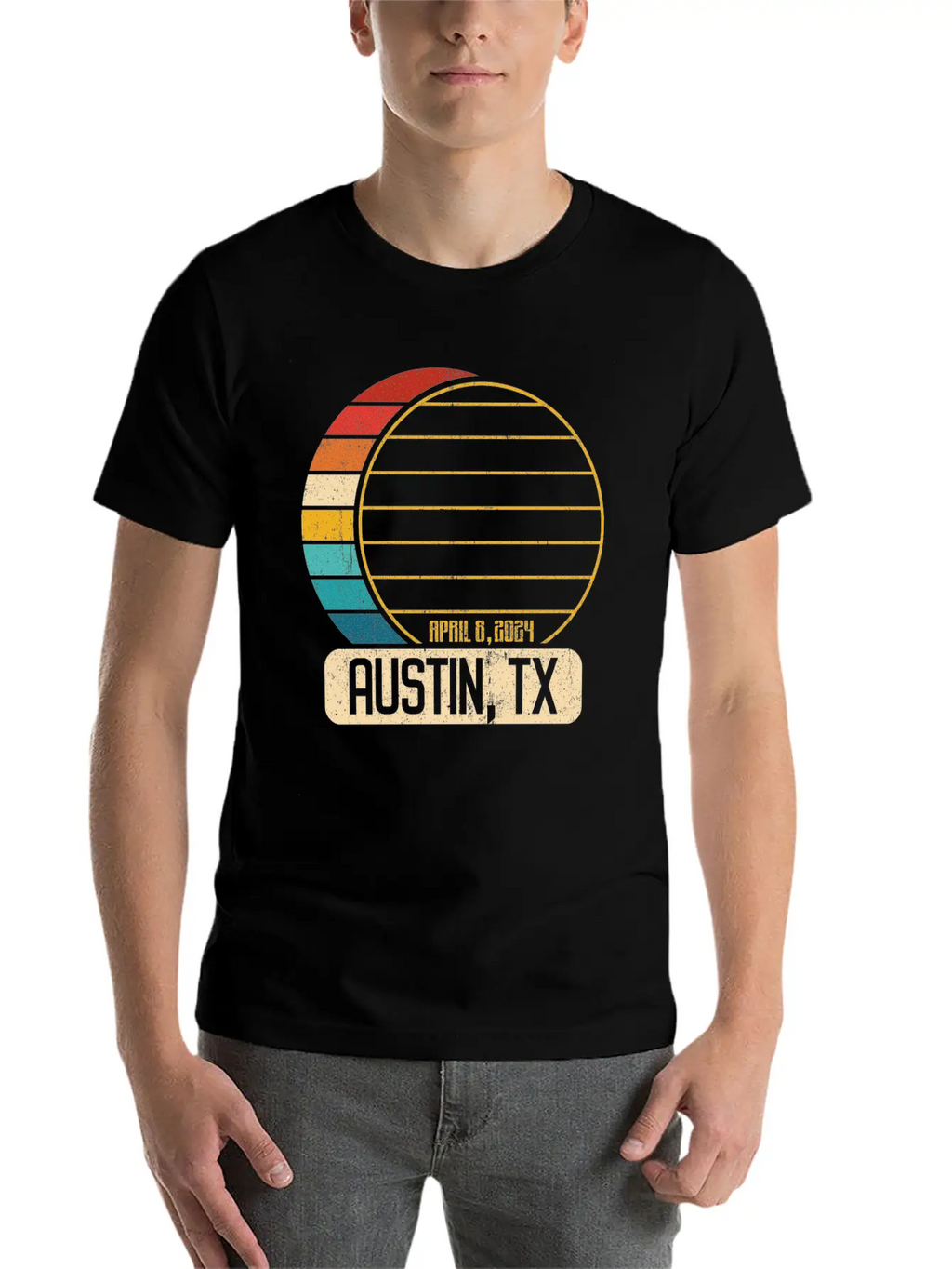 Total Solar Eclipse Texas Austin April 28 2024Aust Relaxed Everyday Tee – Lightweight And Durable Cotton