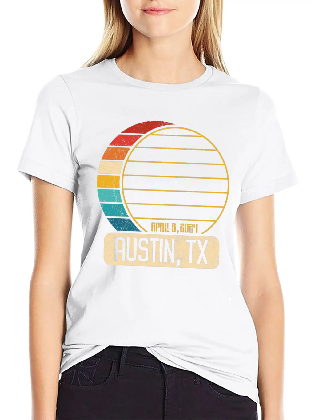Total Solar Eclipse Texas Austin April 28 2024Aust Relaxed Everyday Tee – Lightweight And Durable Cotton