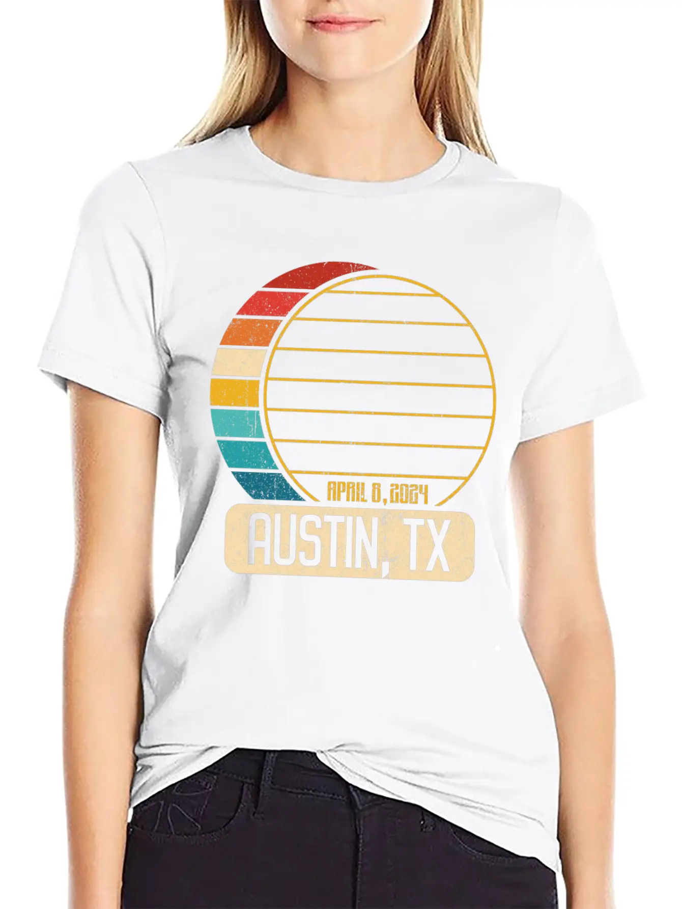 Total Solar Eclipse Texas Austin April 28 2024Aust Relaxed Everyday Tee – Lightweight And Durable Cotton