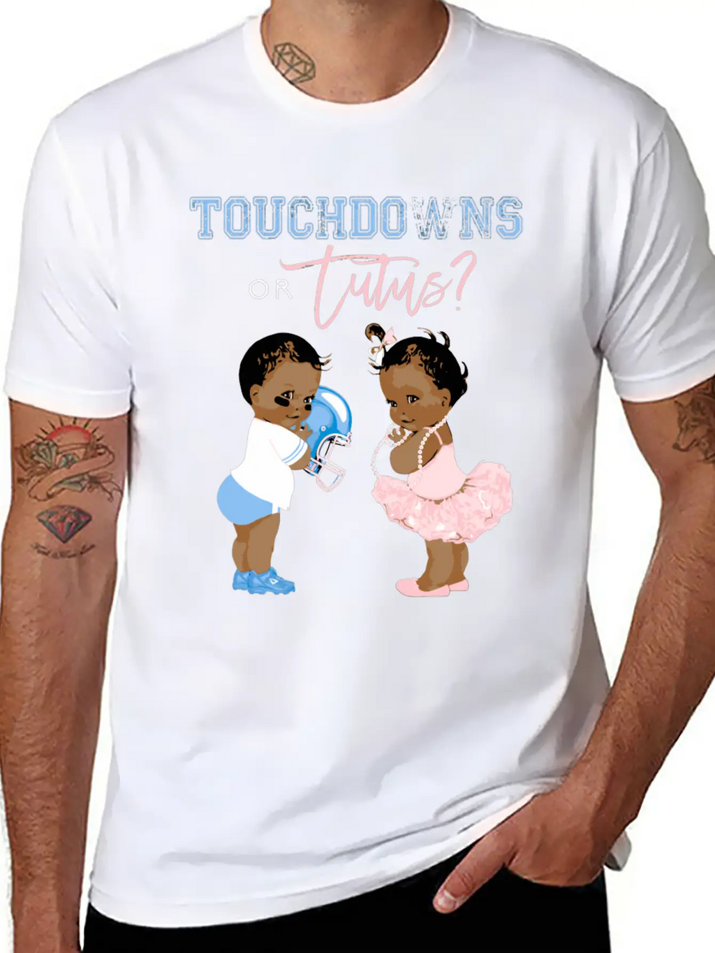 Touchdowns Or Tutus Gender Reveal Baby Shower Matc Essential Cotton Tee For Daily Outfits – Unisex Style