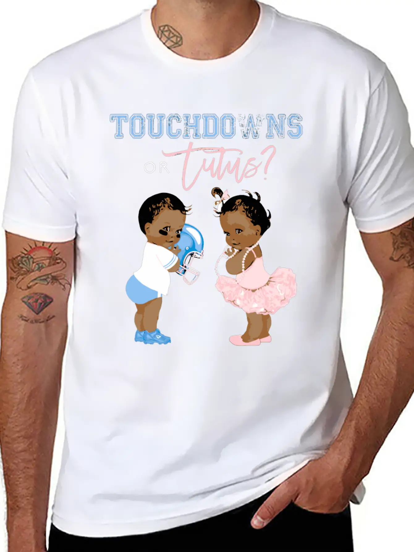 Touchdowns Or Tutus Gender Reveal Baby Shower Matc Essential Cotton Tee For Daily Outfits – Unisex Style