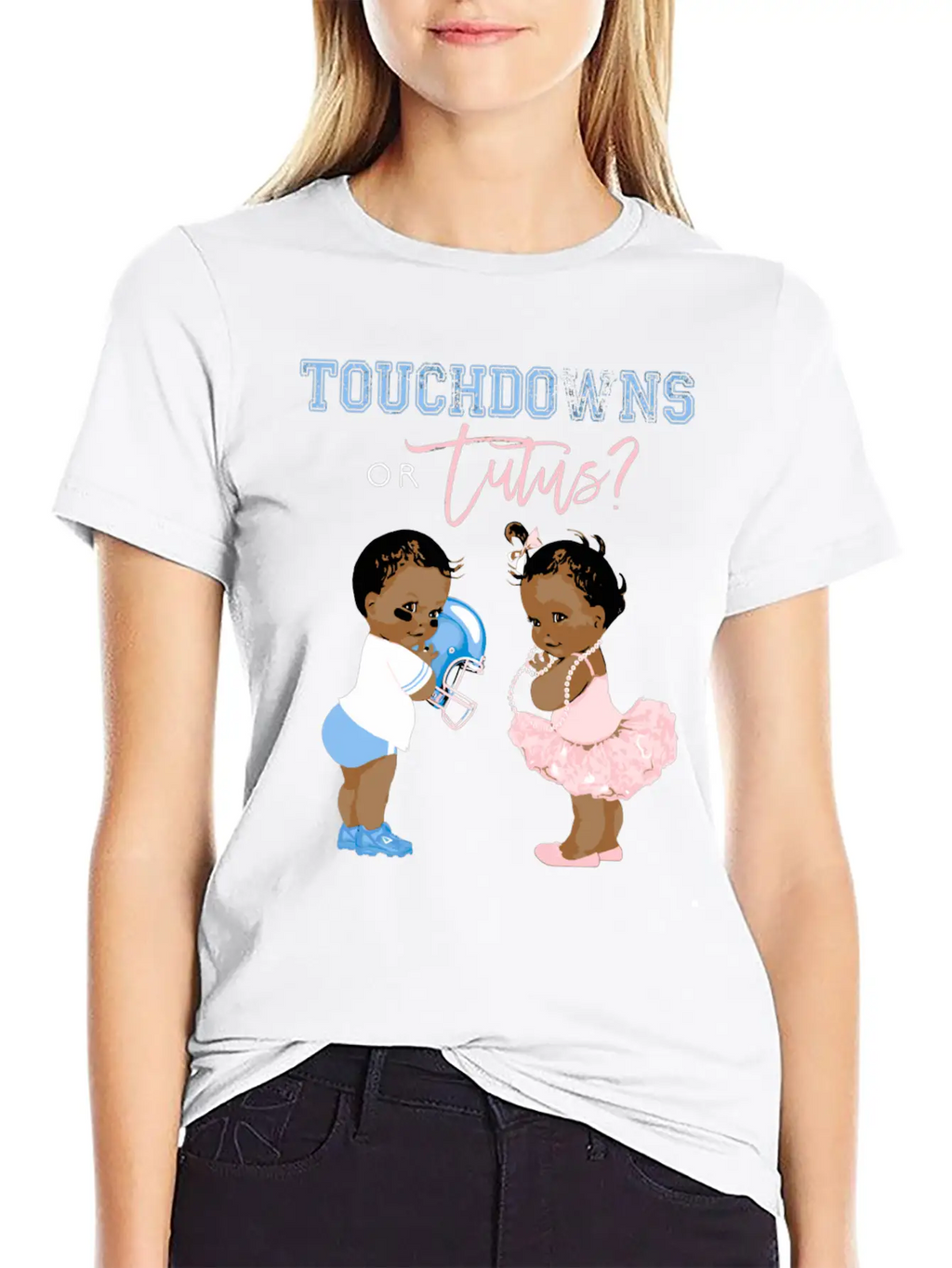 Touchdowns Or Tutus Gender Reveal Baby Shower Matc Essential Cotton Tee For Daily Outfits – Unisex Style