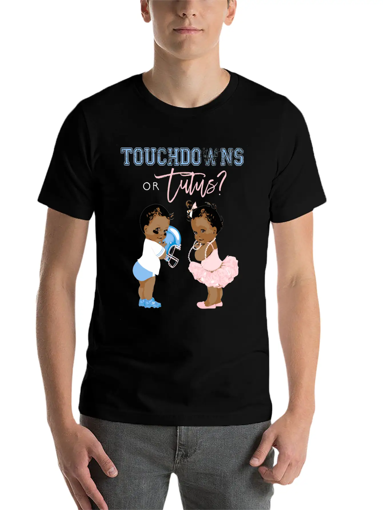 Touchdowns Or Tutus Gender Reveal Baby Shower Matc Essential Cotton Tee For Daily Outfits – Unisex Style