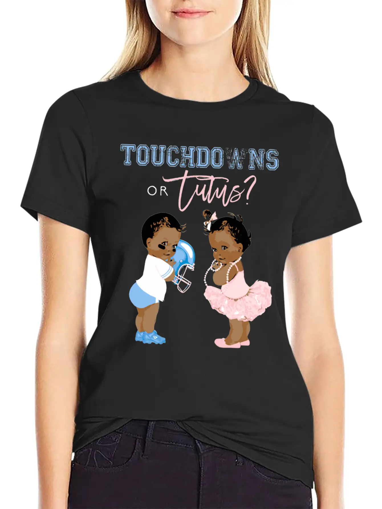Touchdowns Or Tutus Gender Reveal Baby Shower Matc Essential Cotton Tee For Daily Outfits – Unisex Style