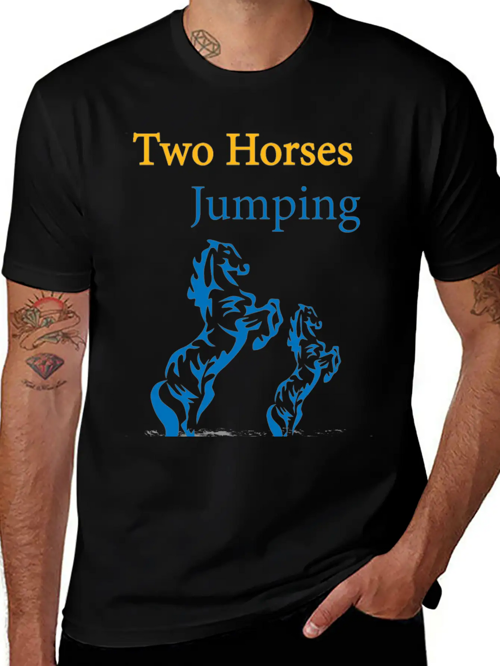 TOW HORSES JUMPING Breathable Graphic T-Shirt – Perfect For Casual Days