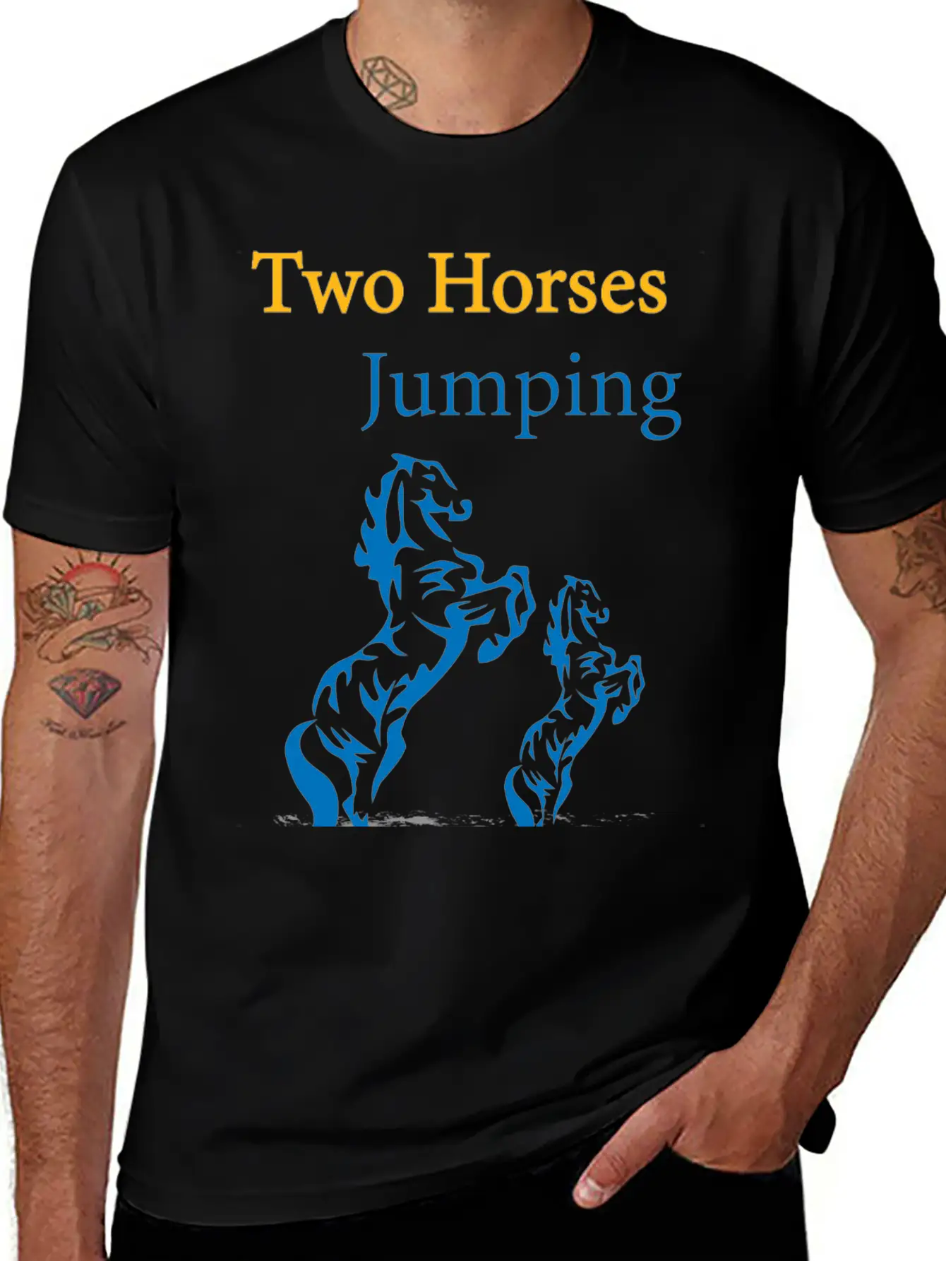 TOW HORSES JUMPING Breathable Graphic T-Shirt – Perfect For Casual Days