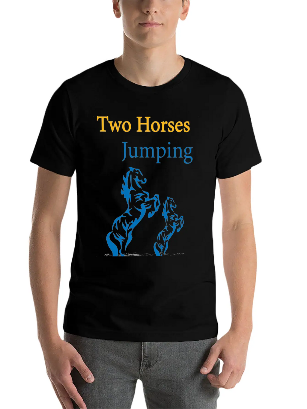 TOW HORSES JUMPING Breathable Graphic T-Shirt – Perfect For Casual Days