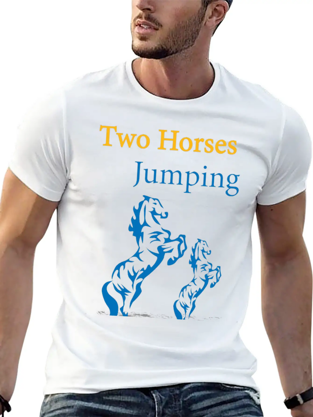 TOW HORSES JUMPING Breathable Graphic T-Shirt – Perfect For Casual Days