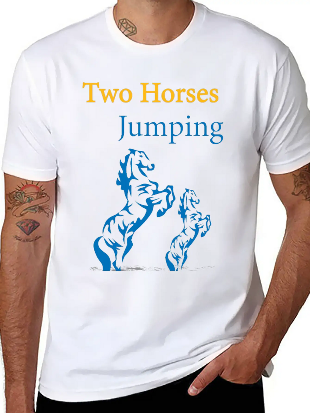 TOW HORSES JUMPING Breathable Graphic T-Shirt – Perfect For Casual Days