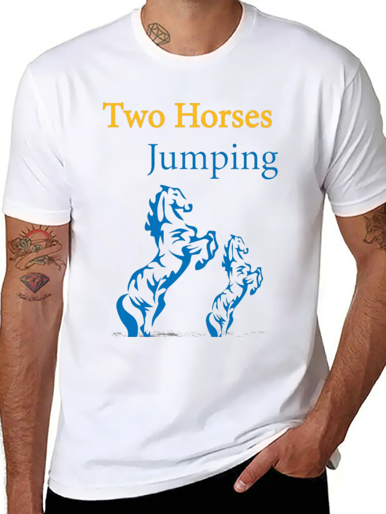 TOW HORSES JUMPING Breathable Graphic T-Shirt – Perfect For Casual Days