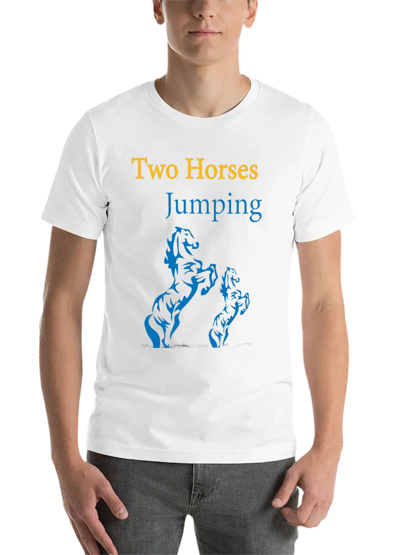 TOW HORSES JUMPING Breathable Graphic T-Shirt – Perfect For Casual Days
