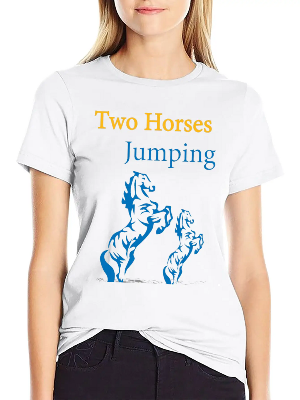 TOW HORSES JUMPING Breathable Graphic T-Shirt – Perfect For Casual Days