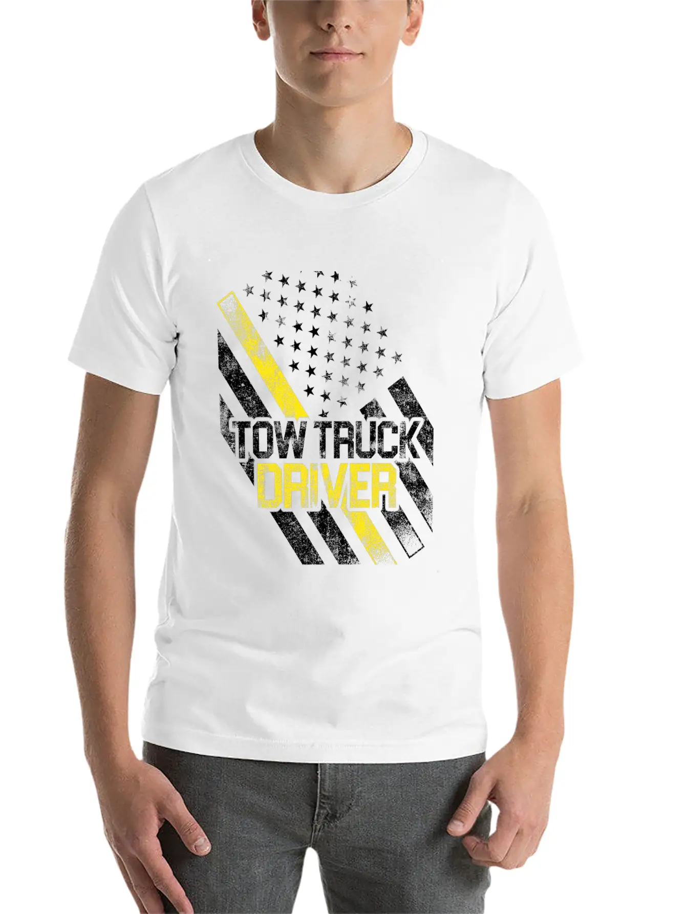 Tow Truck Driver US Flag Trucker Gift Print Breathable Graphic T-Shirt – Perfect For Casual Days