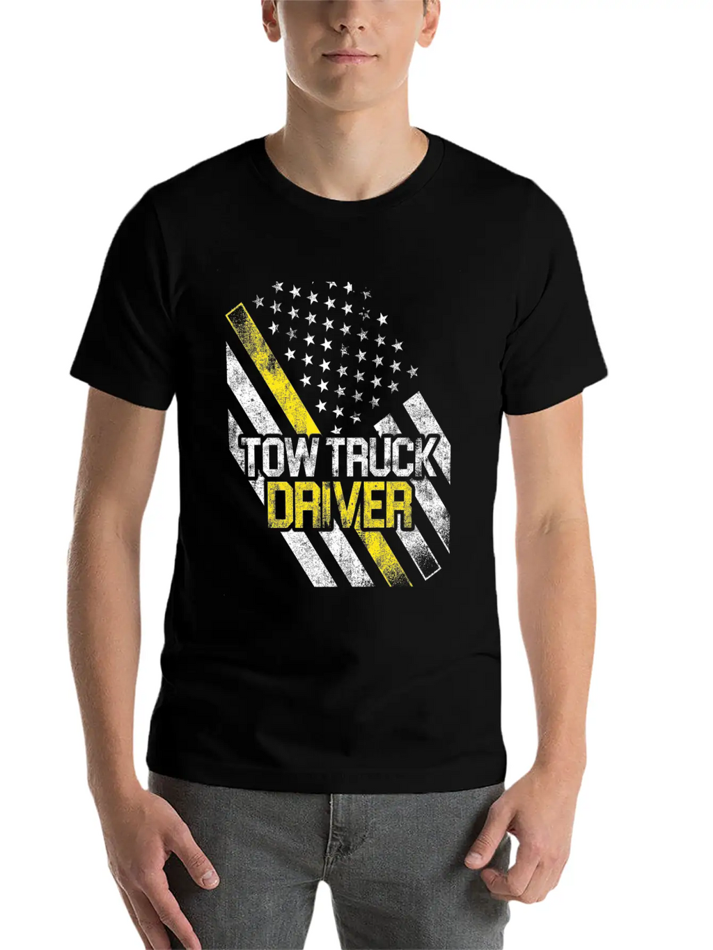 Tow Truck Driver US Flag Trucker Gift Print Breathable Graphic T-Shirt – Perfect For Casual Days