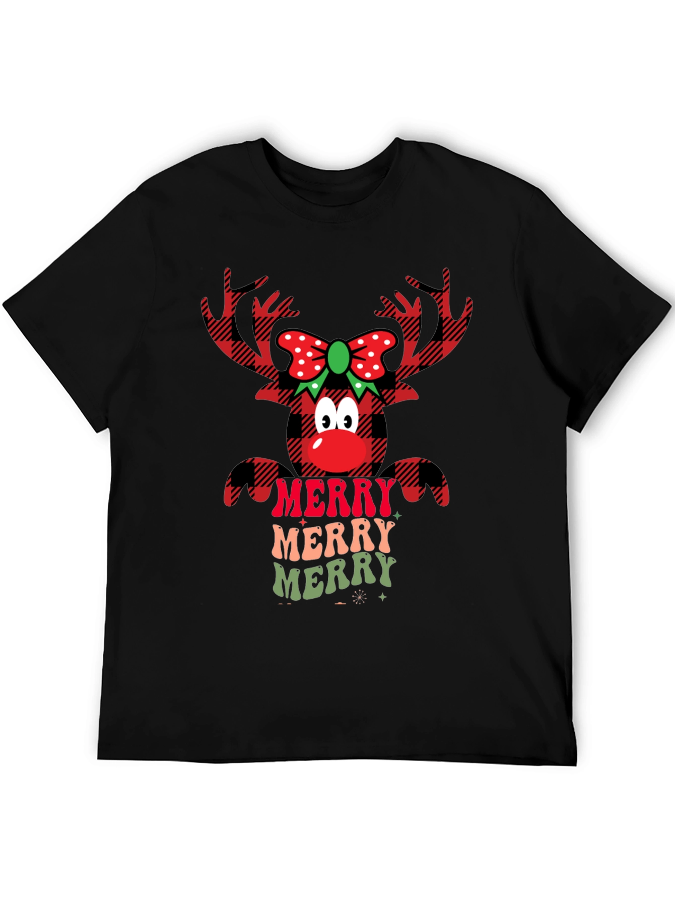 Festive Reindeer Merry Christmas Graphic Tee