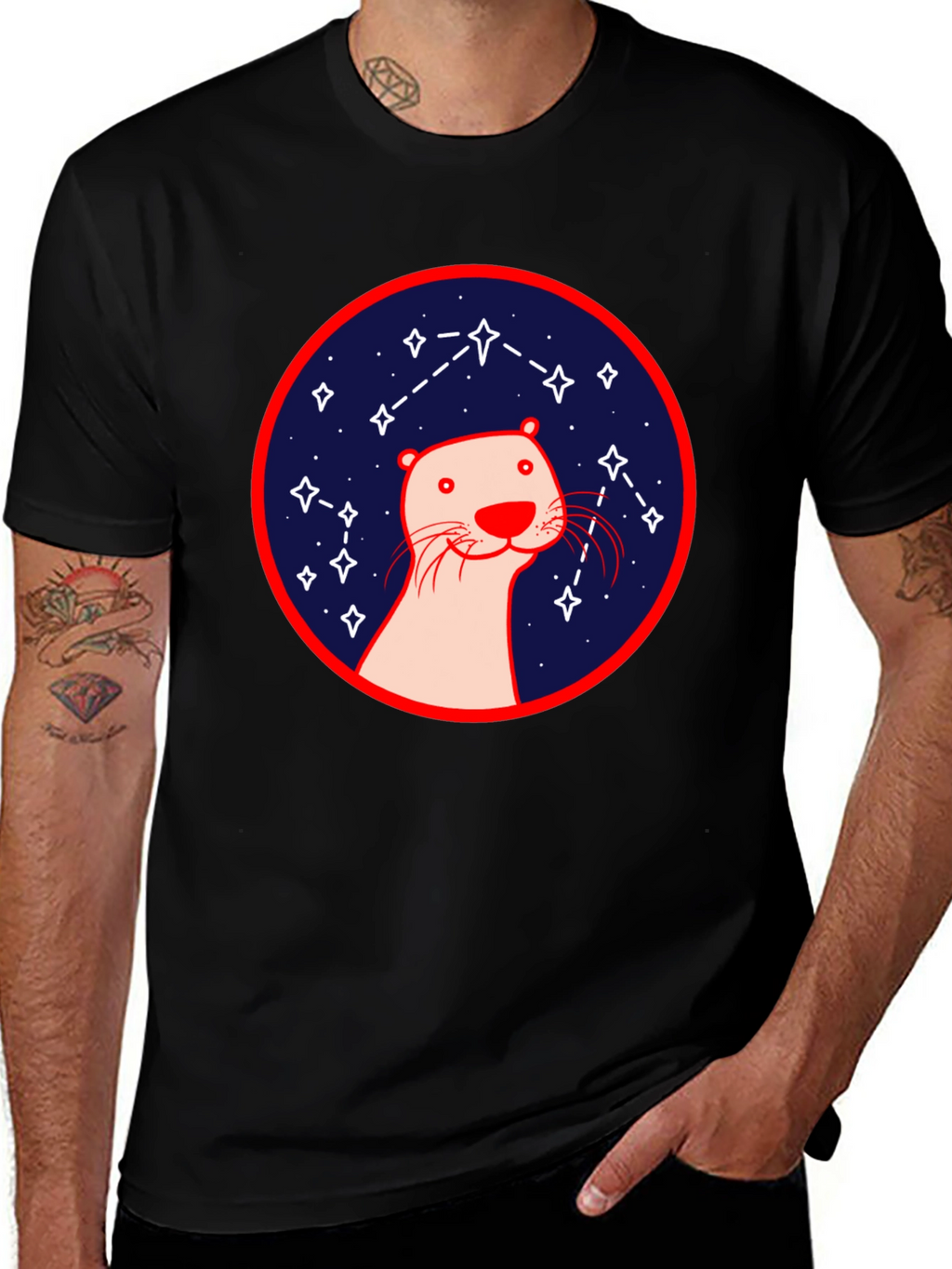 Otter Constellation T-Shirt - Black Graphic Tee